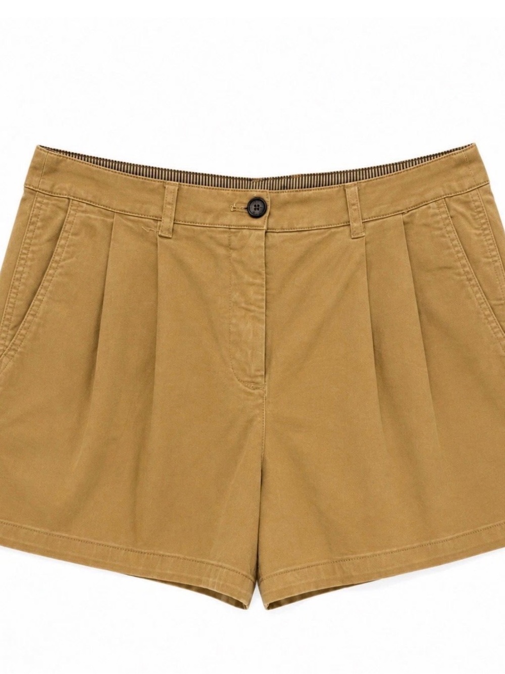 J. Crew Pleated High-Rise Bermuda Shorts - Khaki - Picture 3 of 6